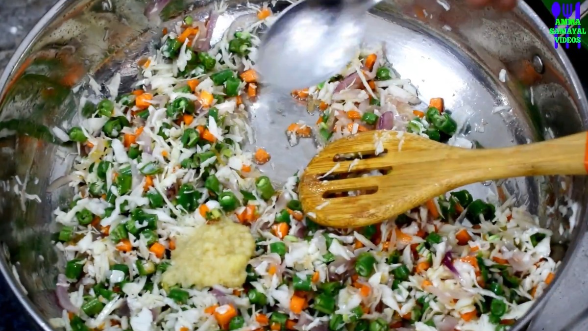 Saute the veggies for veg fried rice