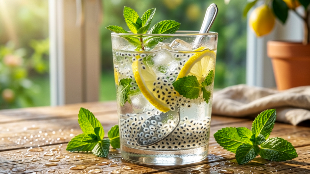 Basil seeds cooling drink to reduce body heat in summer