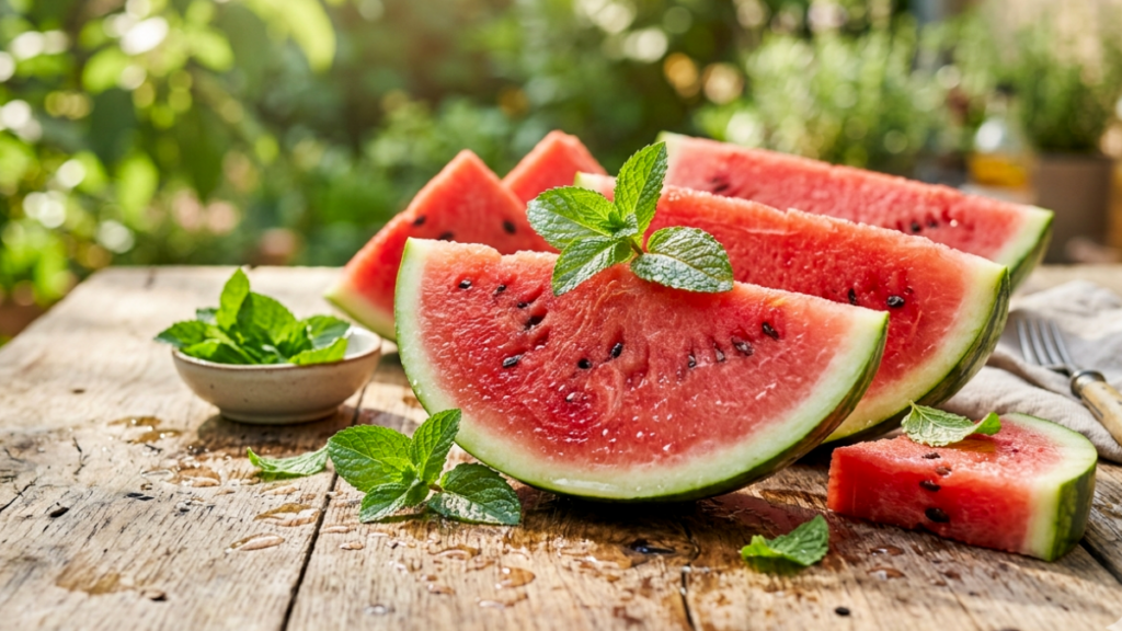 Watermelon slices healthy cooling food for summer diet