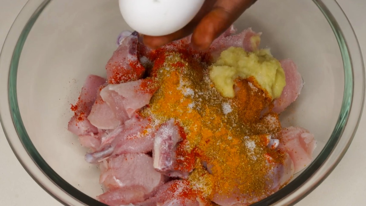 Chicken biriyani - marination 1 Chicken 65 Add spices