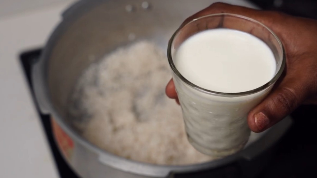 Temple Style Curd Rice Recipe - Add milk