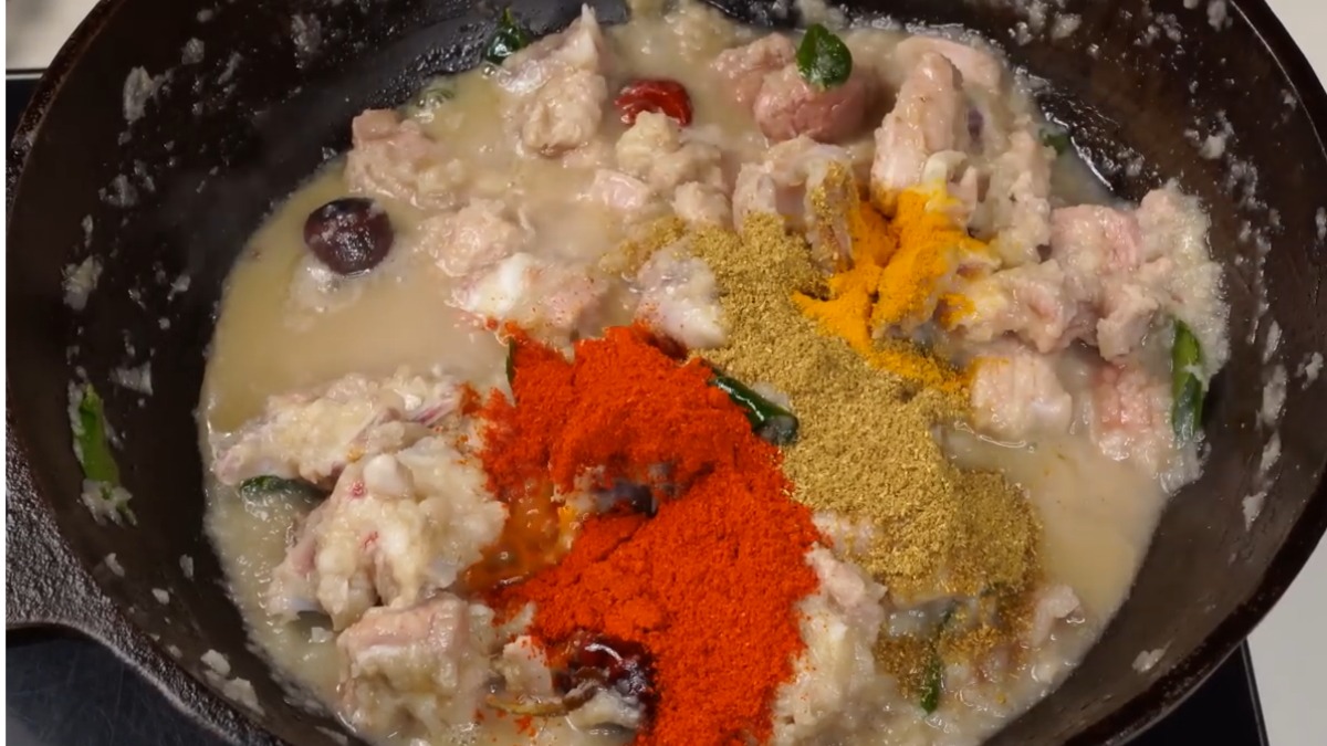 Add Masalas for mutton fry
