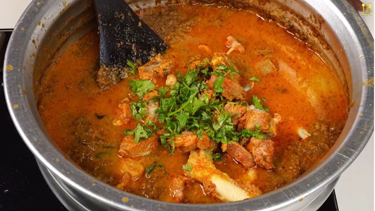 Mutton gravy - Add coriander leaves