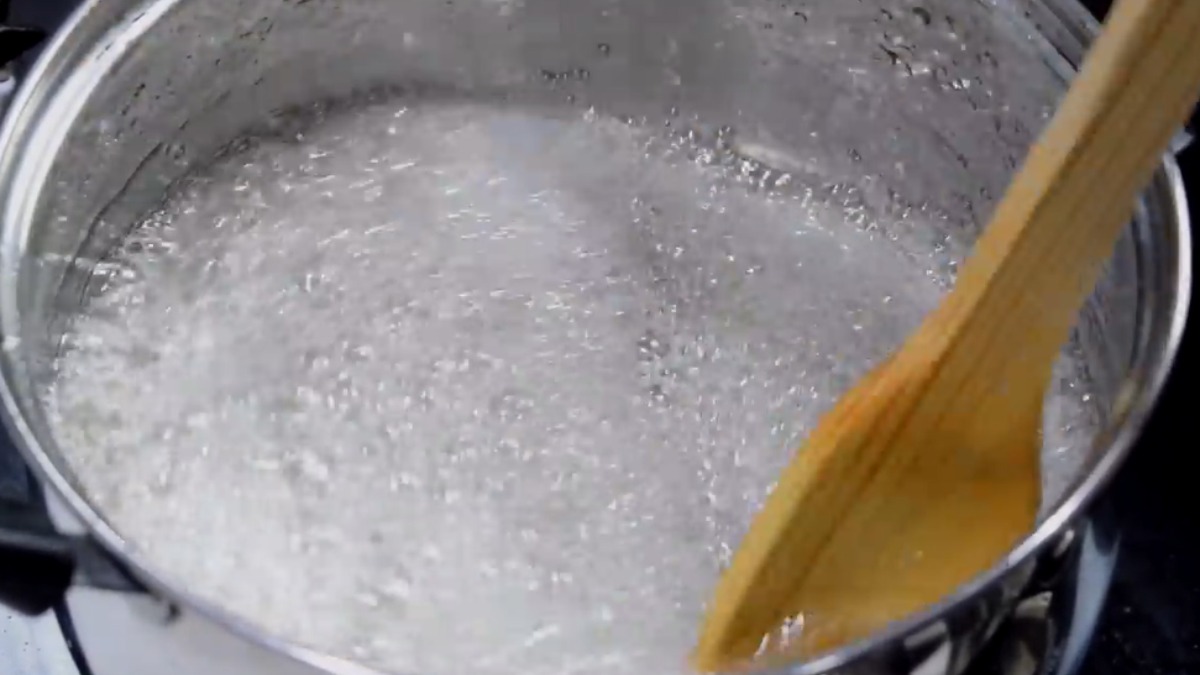 Prepared sugar syrup for gulab jamun recipe